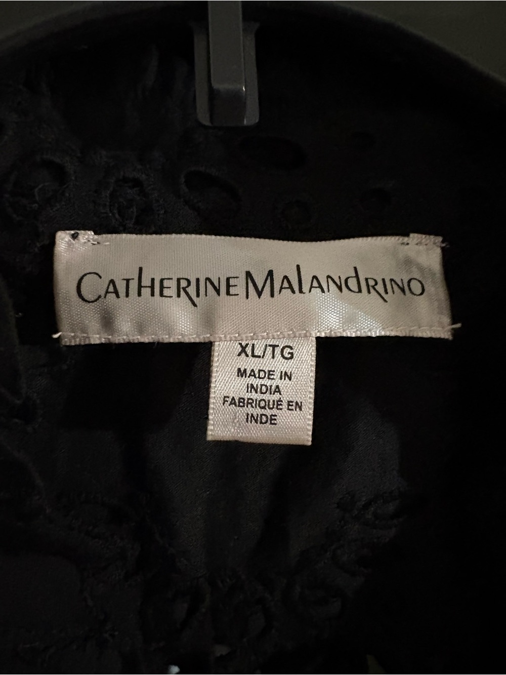 Catherine Malandrino Eyelet Button SZ XL Black Blouse - Picture 2 of 3